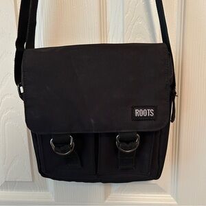 Roots Black Messenger Bag Minimalist Design